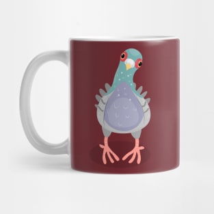 Funny curious pigeon cartoon illustration Mug